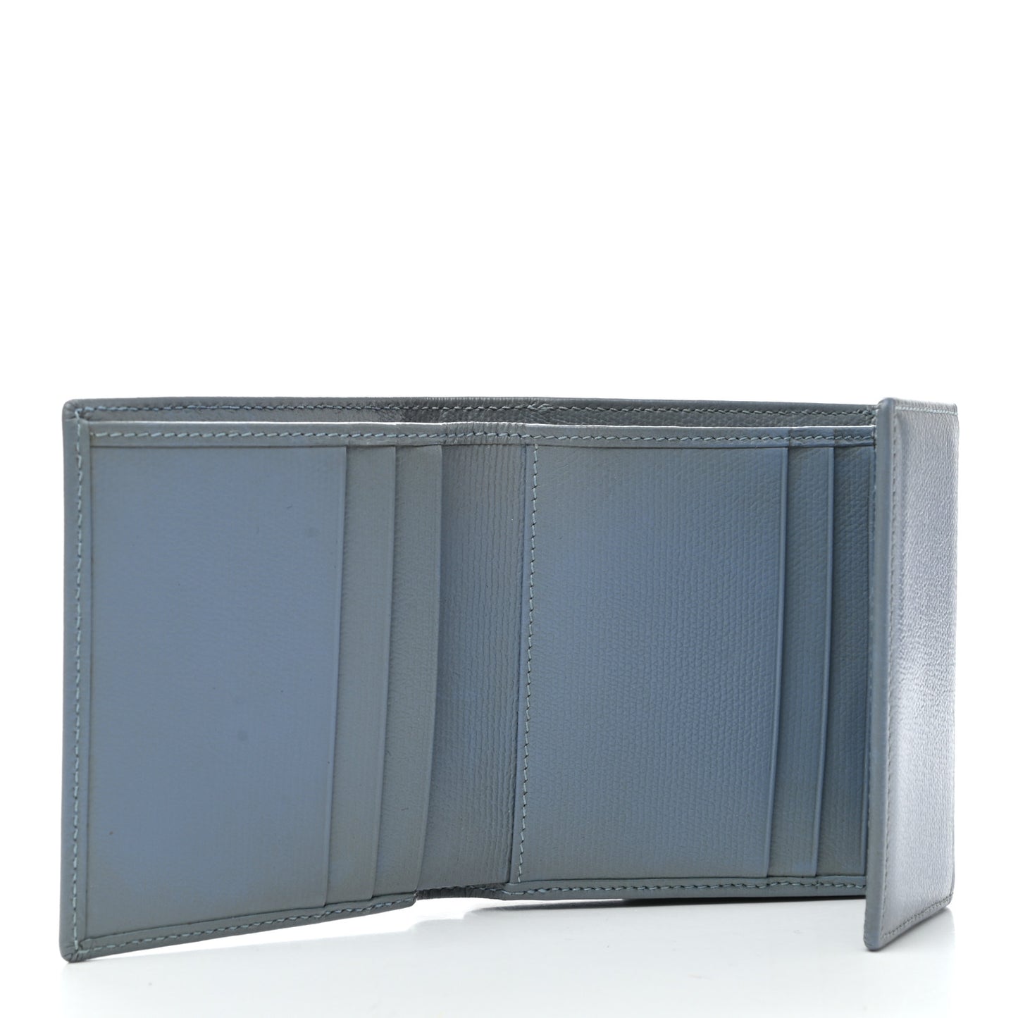Grained Calfskin CC Button Compact Wallet Blue