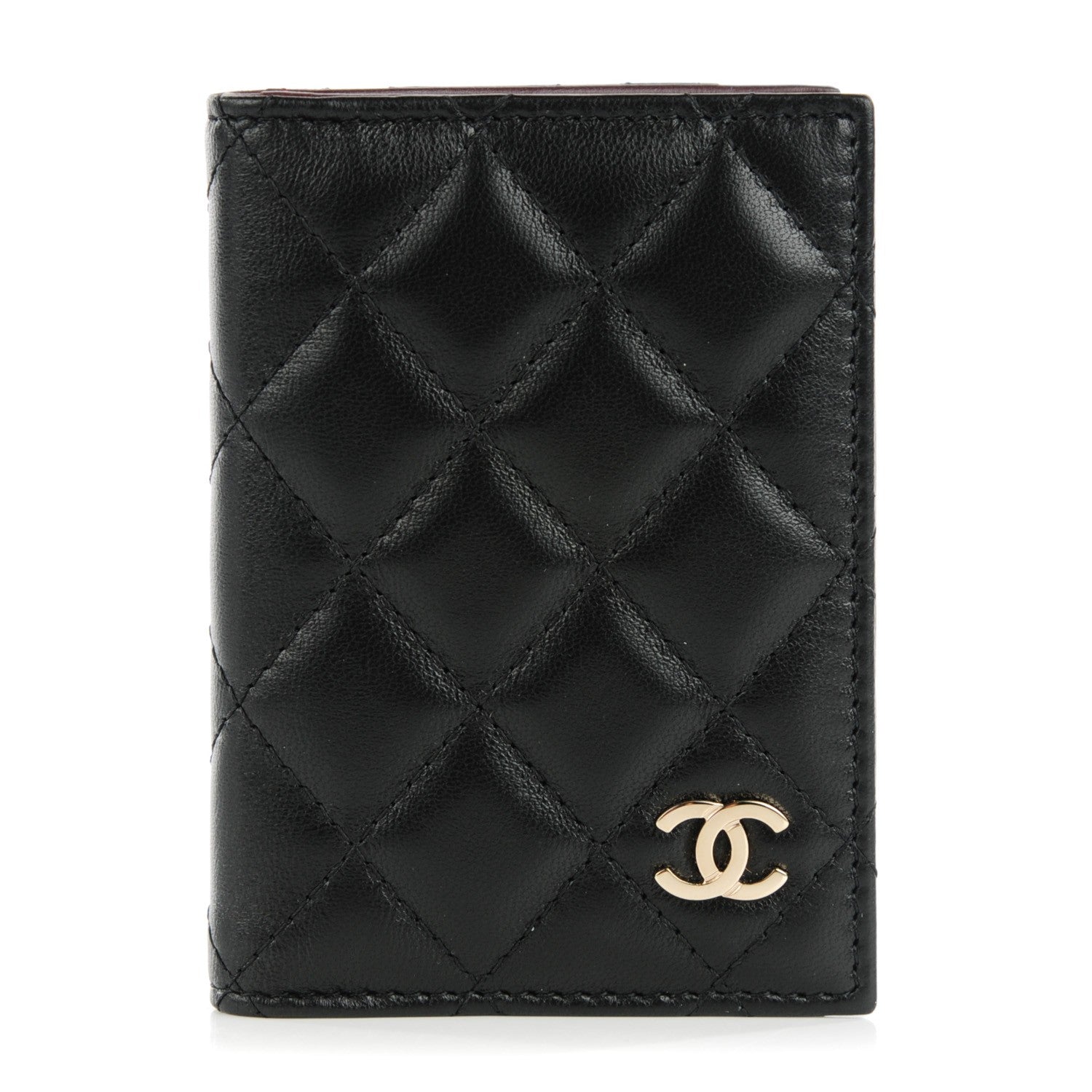 Chanel Lambskin Quilted Card Holder Wallet Black 1 of 7