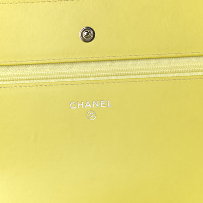 Chanel Patent Quilted Chevron Diamond CC Wallet On Chain WOC 10 of 13