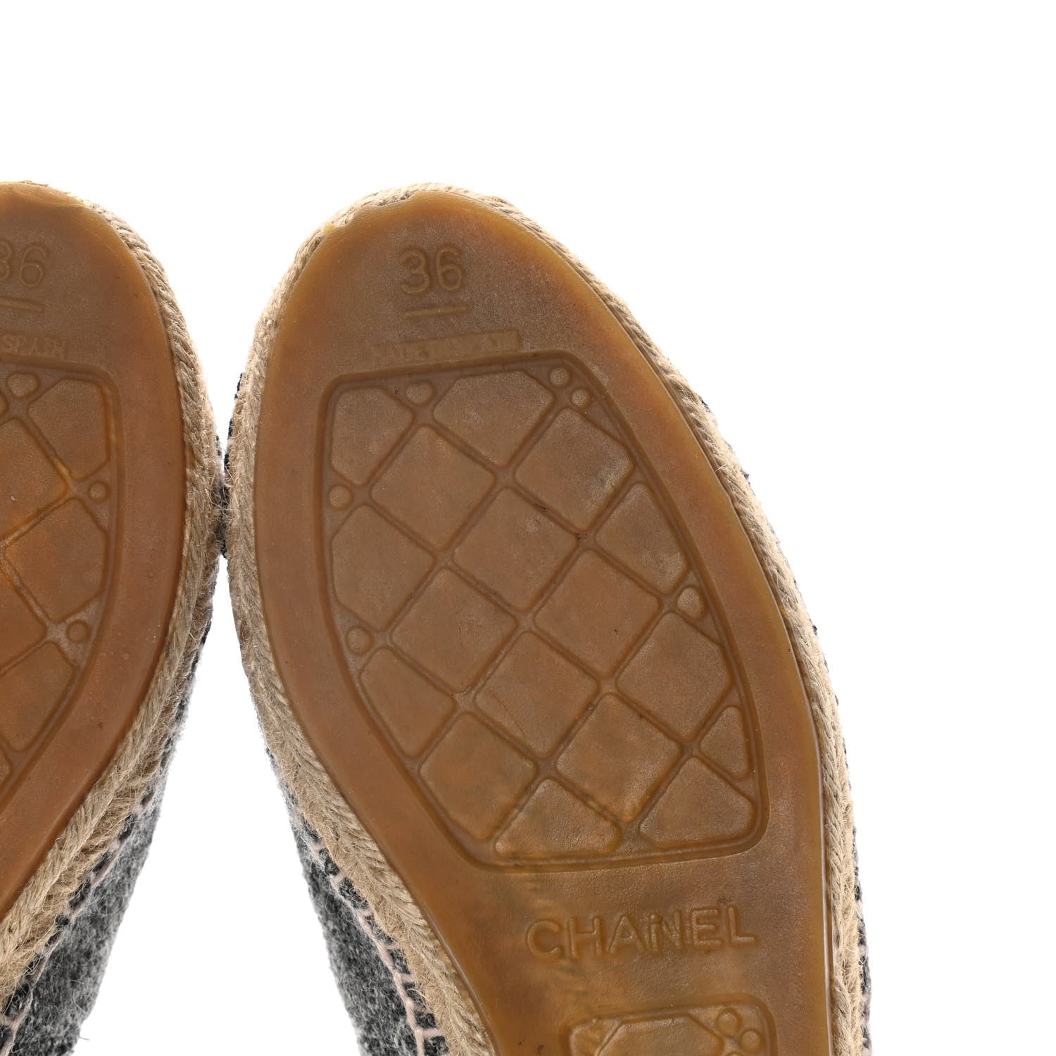 Chanel Tweed Velvet CC Espadrilles 36 Grey Black 8 of 14