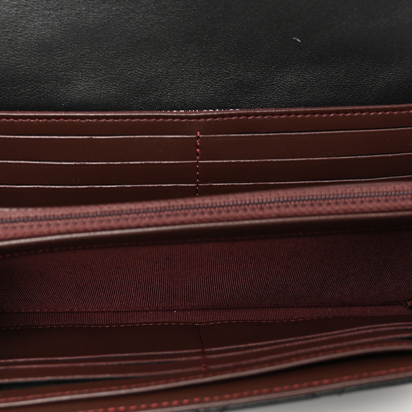 Lambskin Quilted Large Gusset Flap Wallet Black