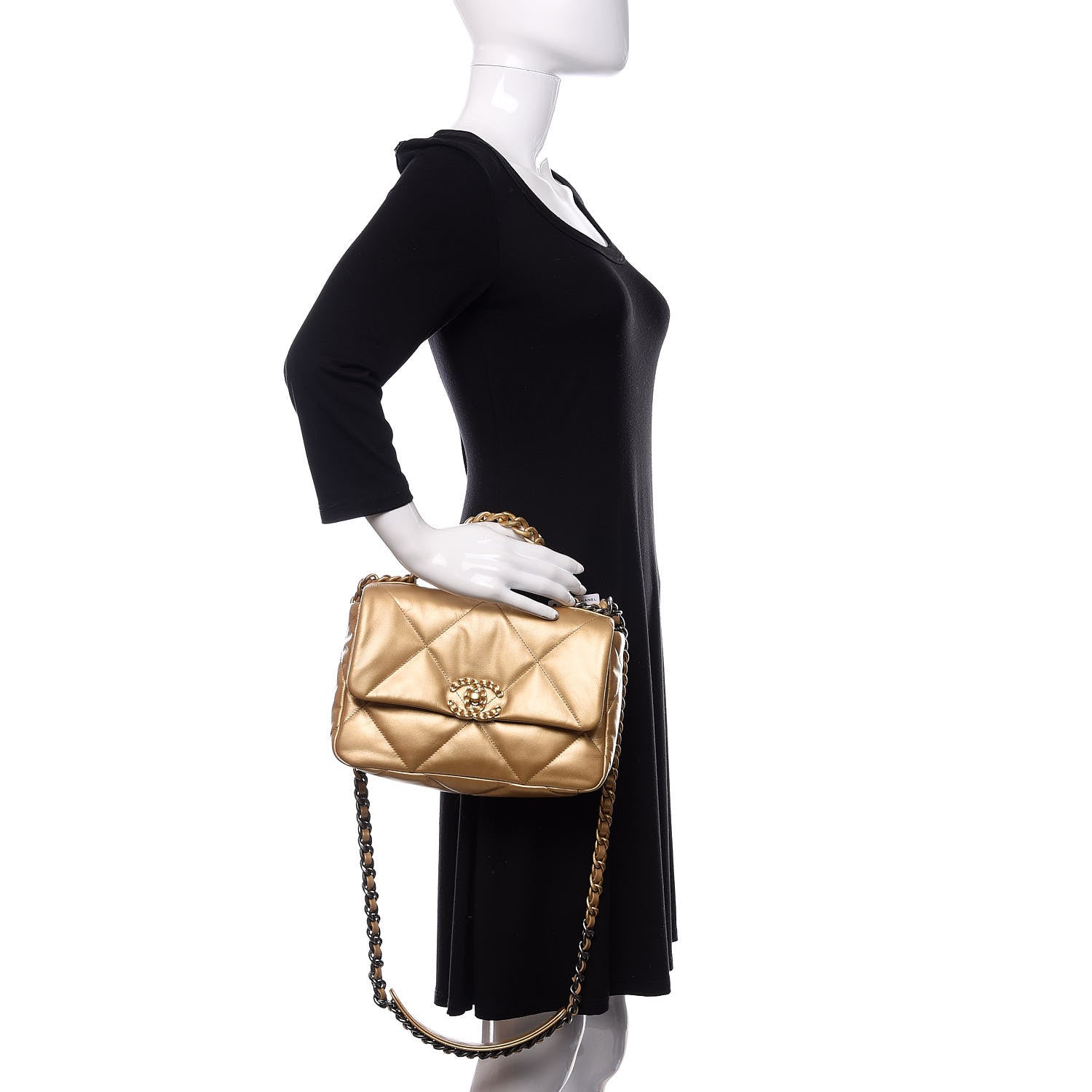 Chanel Metallic Goatskin Quilted Medium 19 Flap Gold 3 of 12