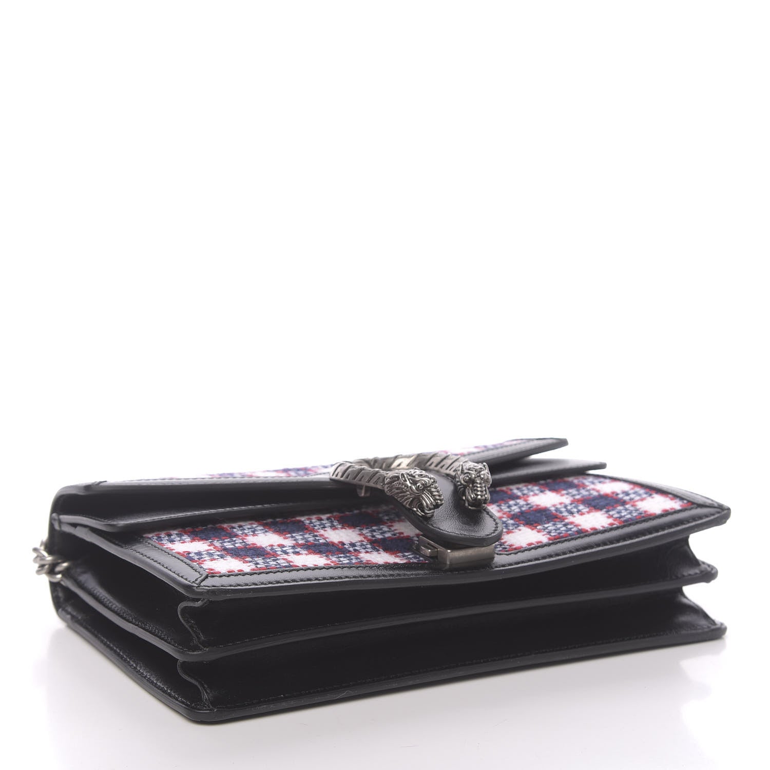 Gucci Vintage Tweed Check Small Dionysus Shoulder Bag White Hibiscus Red Marine 4 of 10