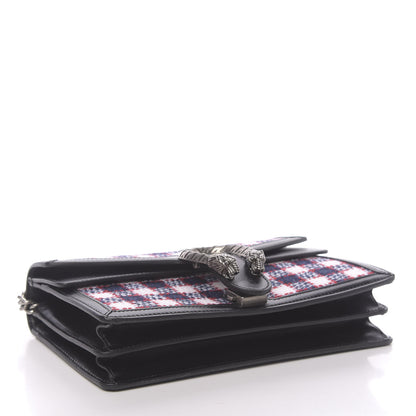 Gucci Vintage Tweed Check Small Dionysus Shoulder Bag White Hibiscus Red Marine 4 of 10