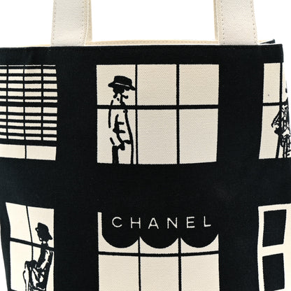 Chanel Canvas Small Coco Window Tote Black White 8 of 14