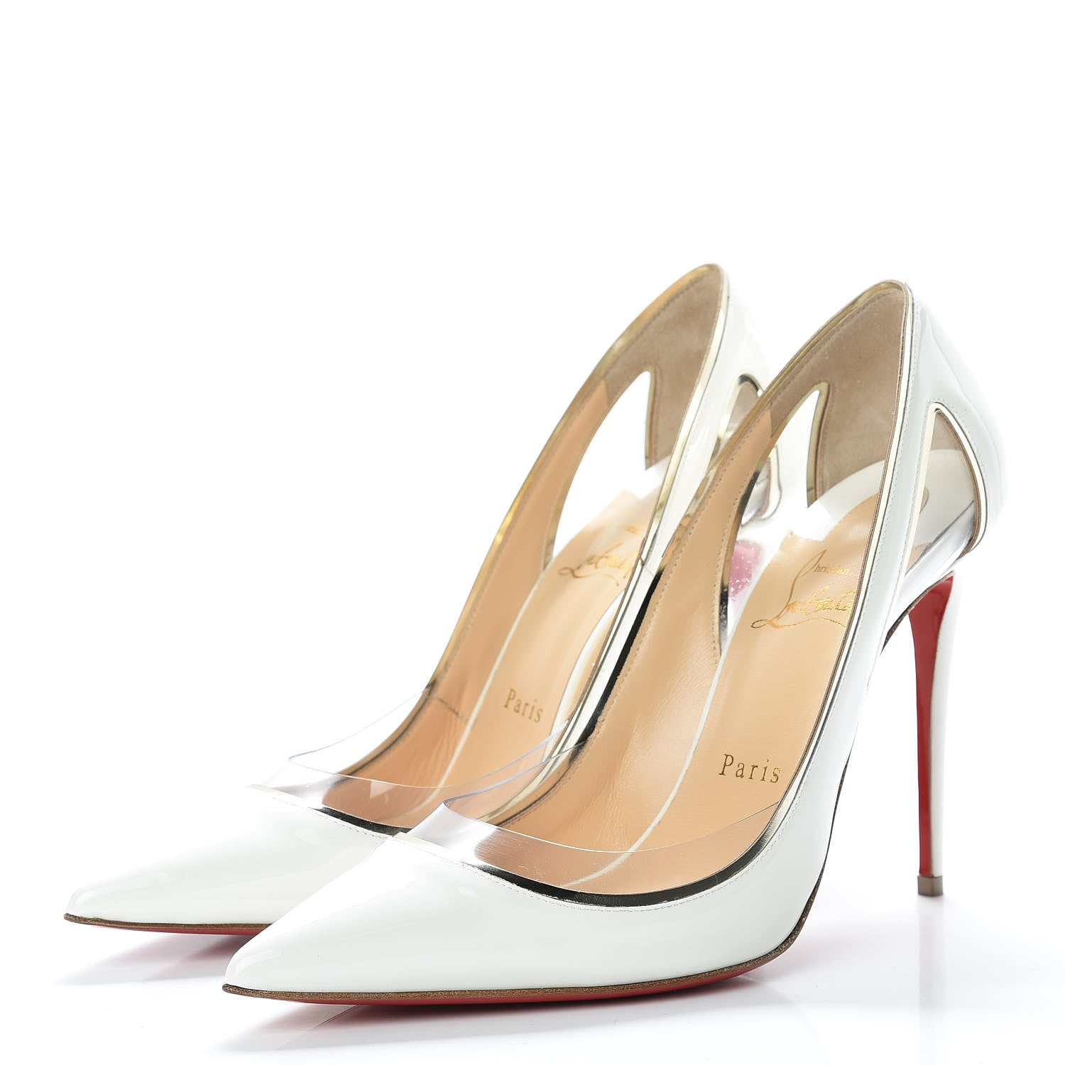 Christian Louboutin Patent Vinyl Cosmo 554 100 Pumps 38.5 Snow 3 of 8