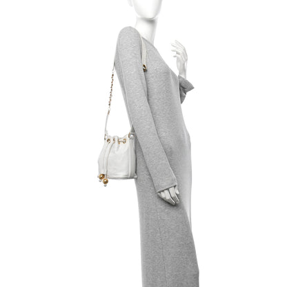 Chanel Lambskin CC Drawstring Bucket Bag White 2 of 17