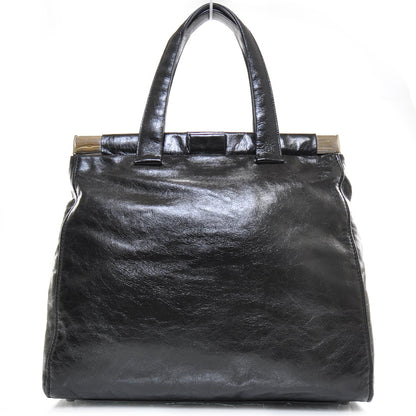 Miu Miu Leather Framed Top Tote Black 1 of 11