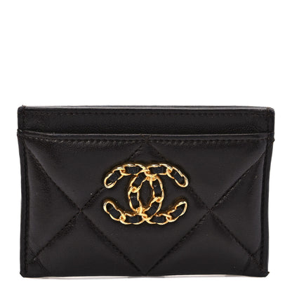 Chanel Lambskin Quilted Chanel 19 Card Holder Dark Brown 1 of 7