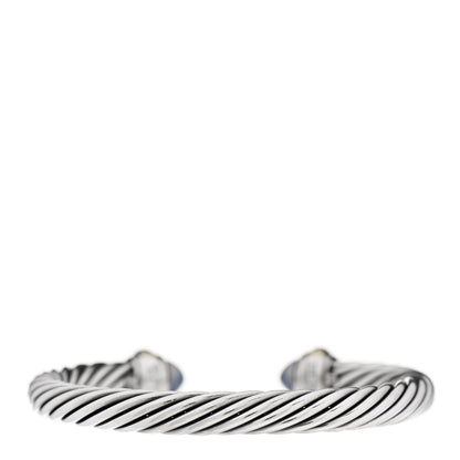 David Yurman Sterling Silver 14K Yellow Gold Chalcedony 7mm Cable Classics Bracelet 2 of 3