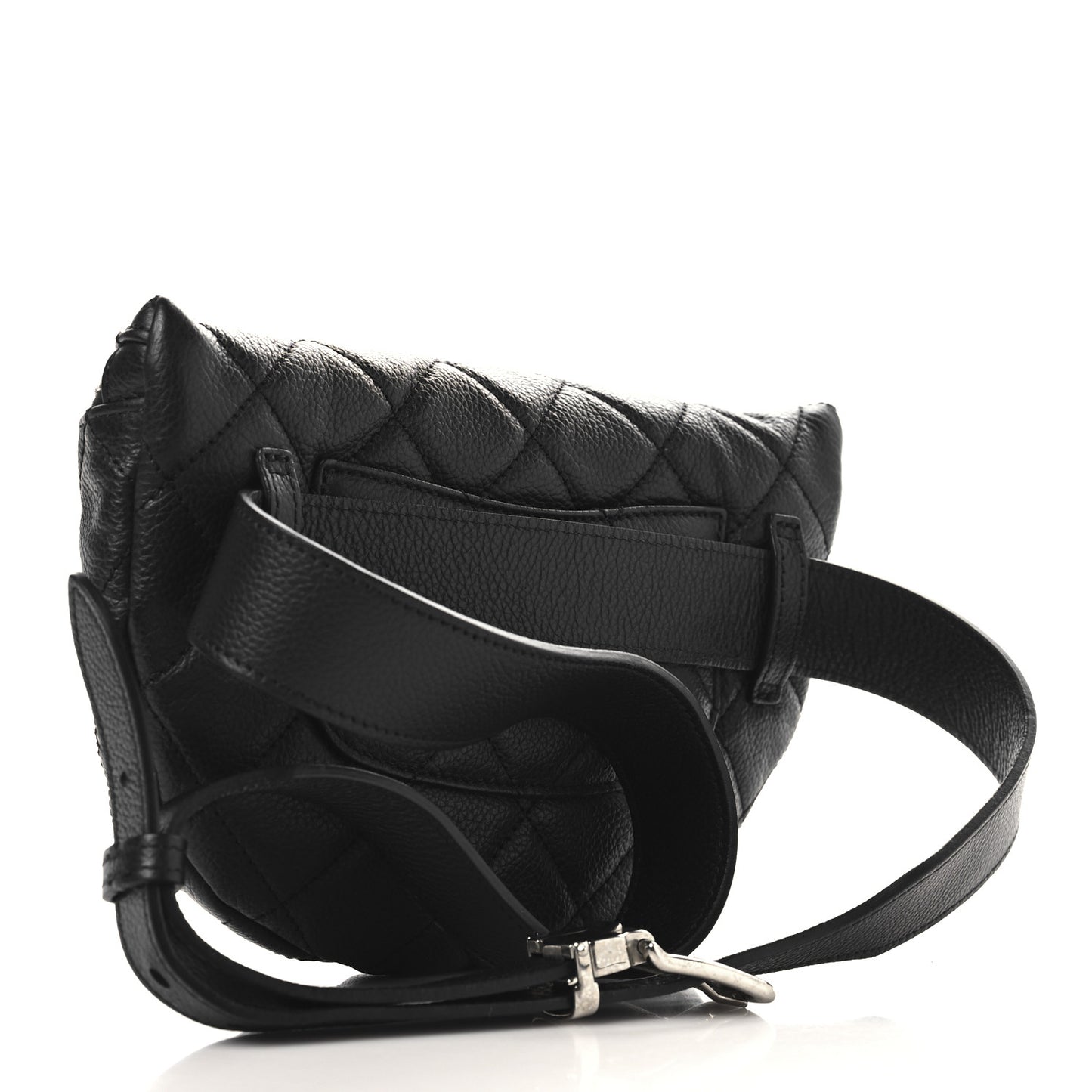 Grained Calfskin Quilted Waist Belt Bag Black