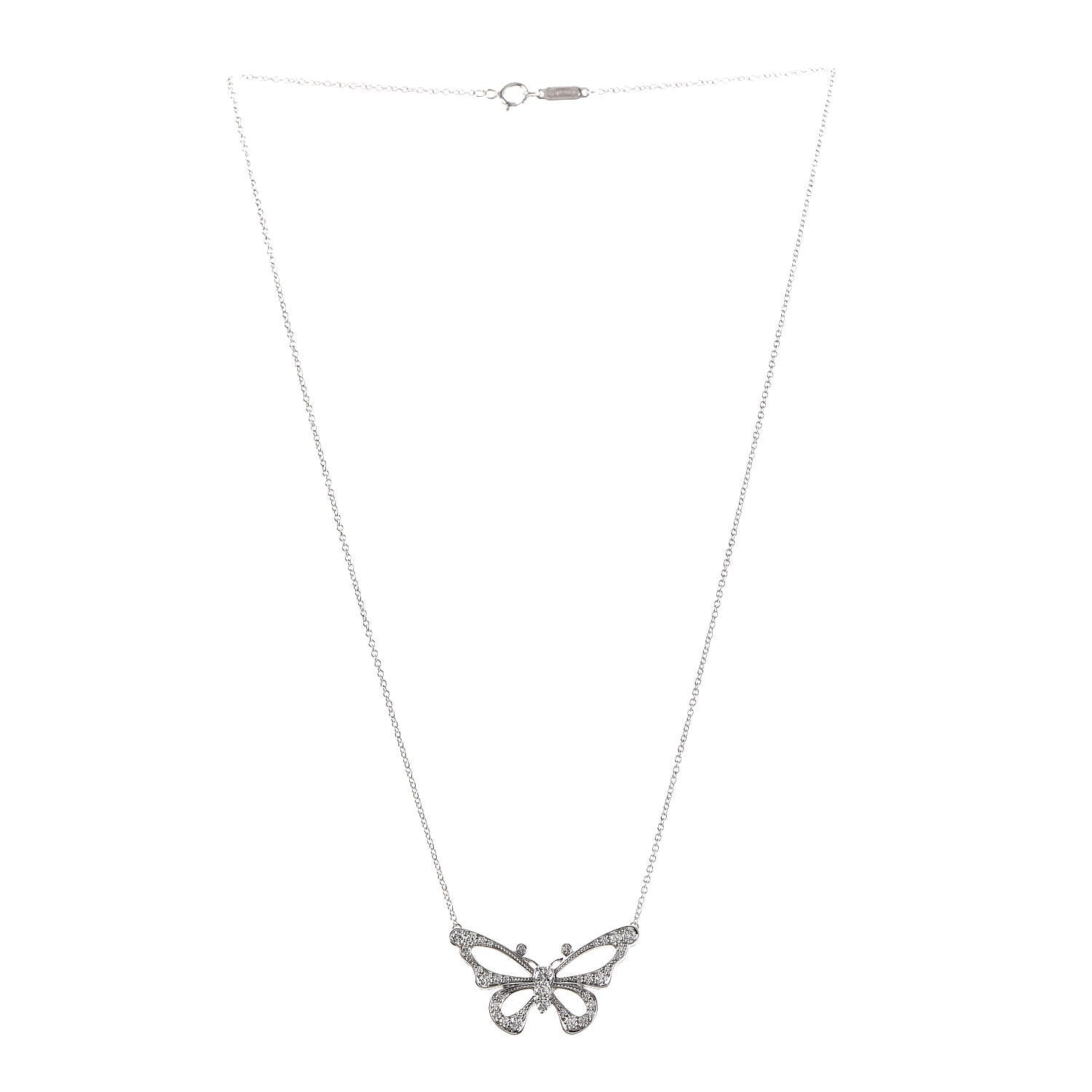 Tiffany Platinum Diamond .56ctw Enchant Butterfly Necklace 3 of 8