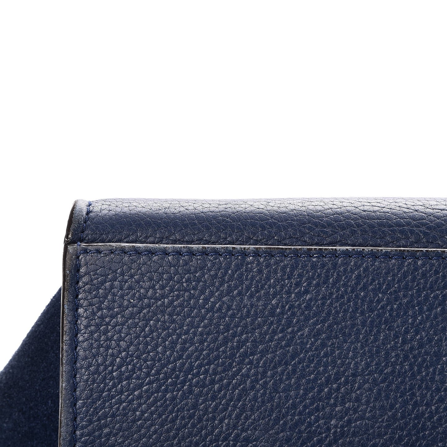 Drummed Calfskin Suede Medium Trapeze Navy