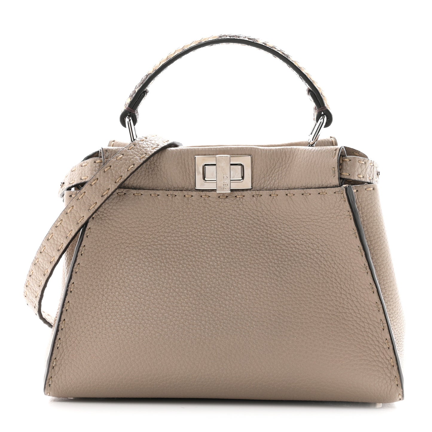 Cuoio Romano Snakeskin Selleria Mini Peekaboo Iconic Satchel Corda White