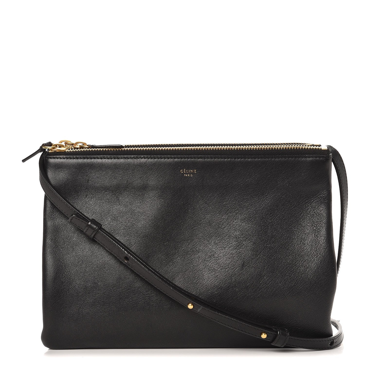 Celine Lambskin Large Trio Crossbody Bag Black 1 of 10
