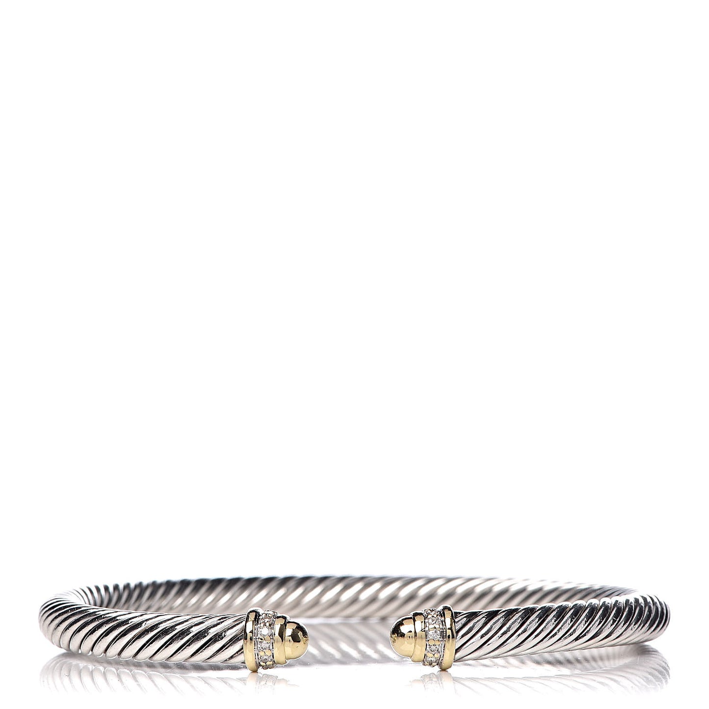 Sterling Silver 18K Yellow Gold Diamond 5mm Cable Classics Bracelet