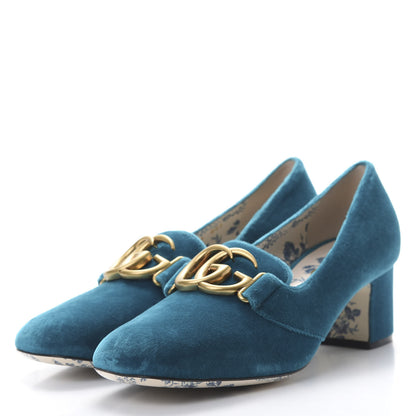 Gucci Softy Velvet GG Victoire 55mm Loafer Pumps 40 Pavone 3 of 8