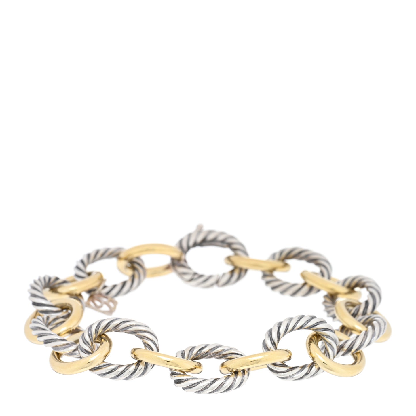 Sterling Silver 18K Yellow Gold 12mm Medium Oval Link Bracelet