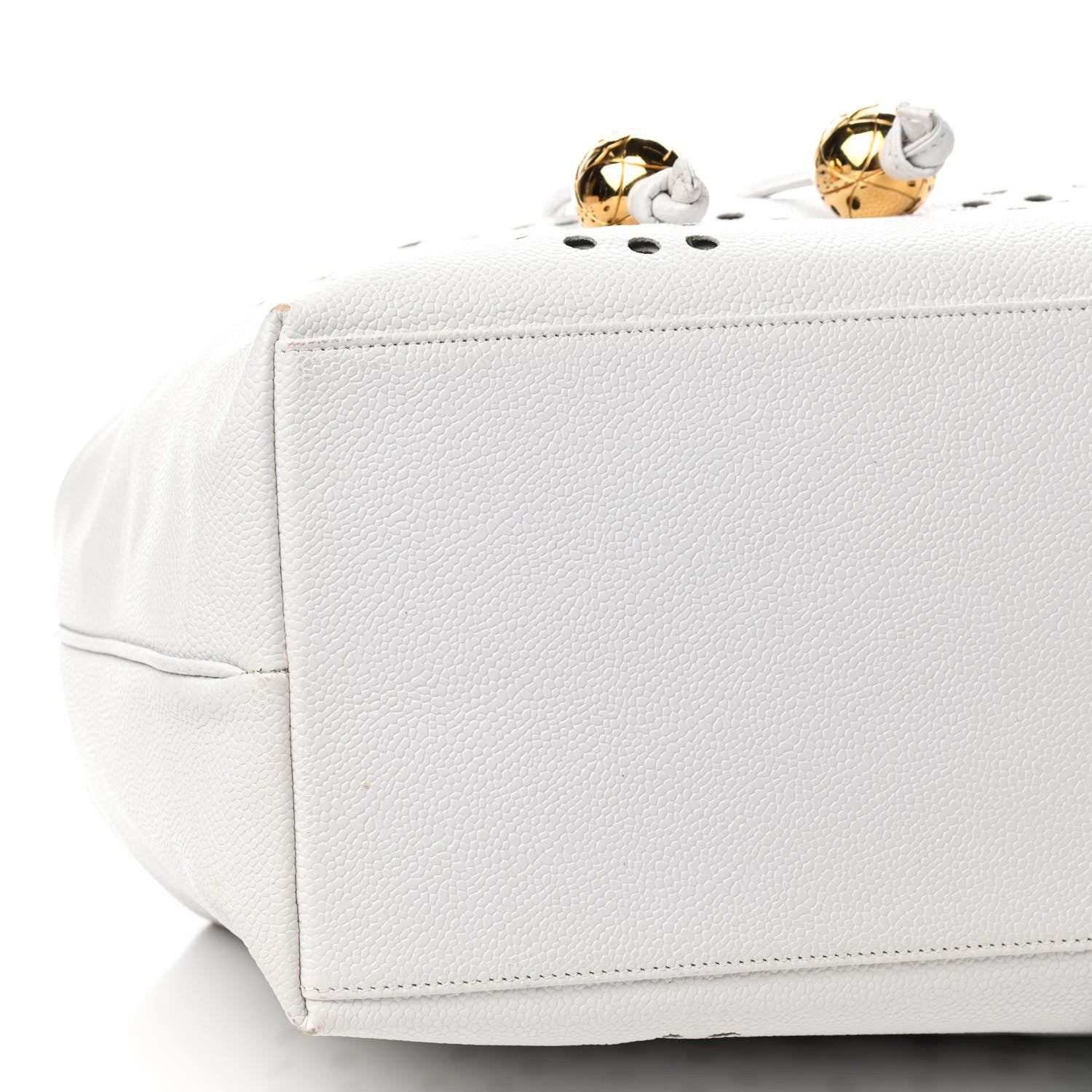 Chanel Caviar Perforated Drawstring Hobo White 7 of 10