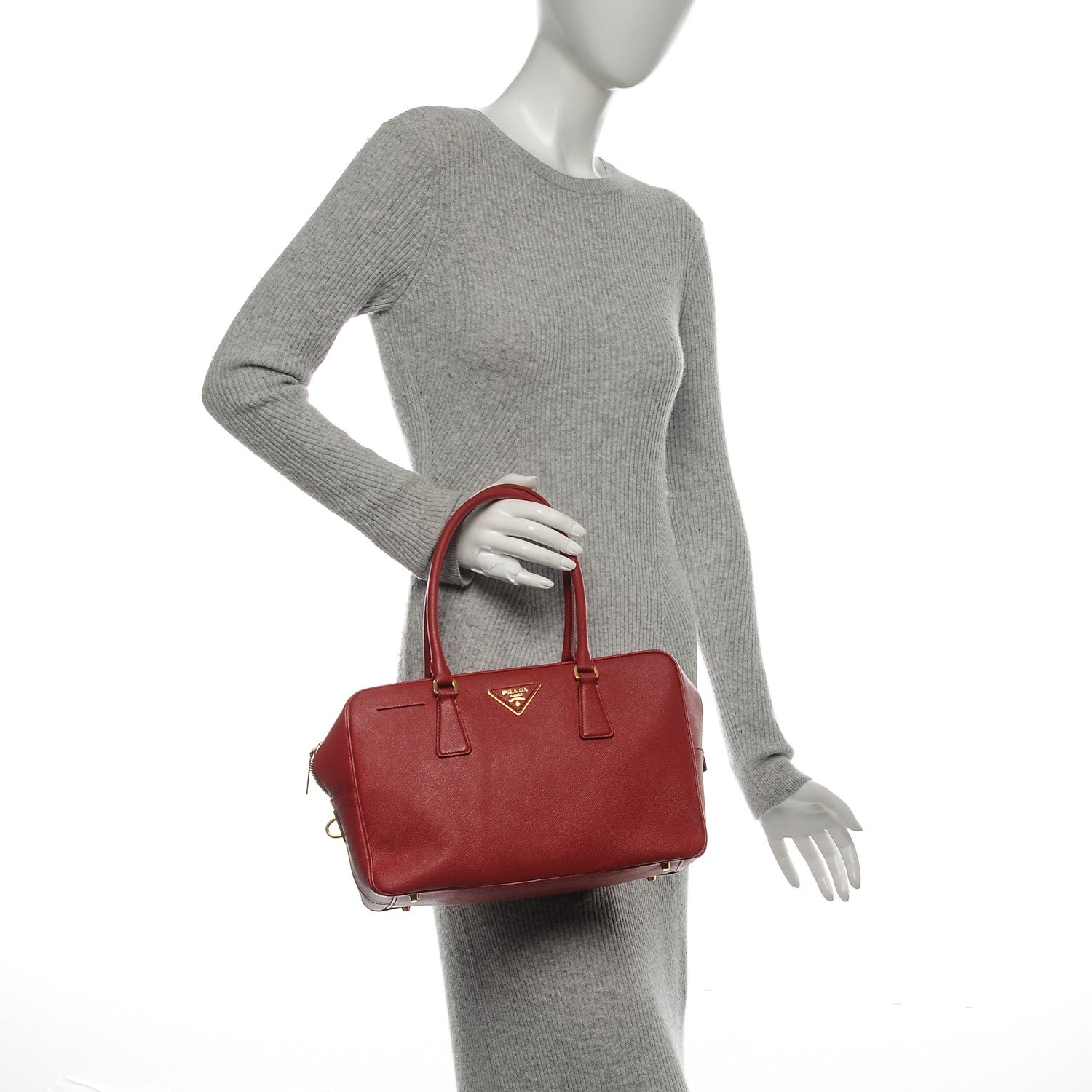 Prada Saffiano Lux Bowler Fuoco 2 of 12