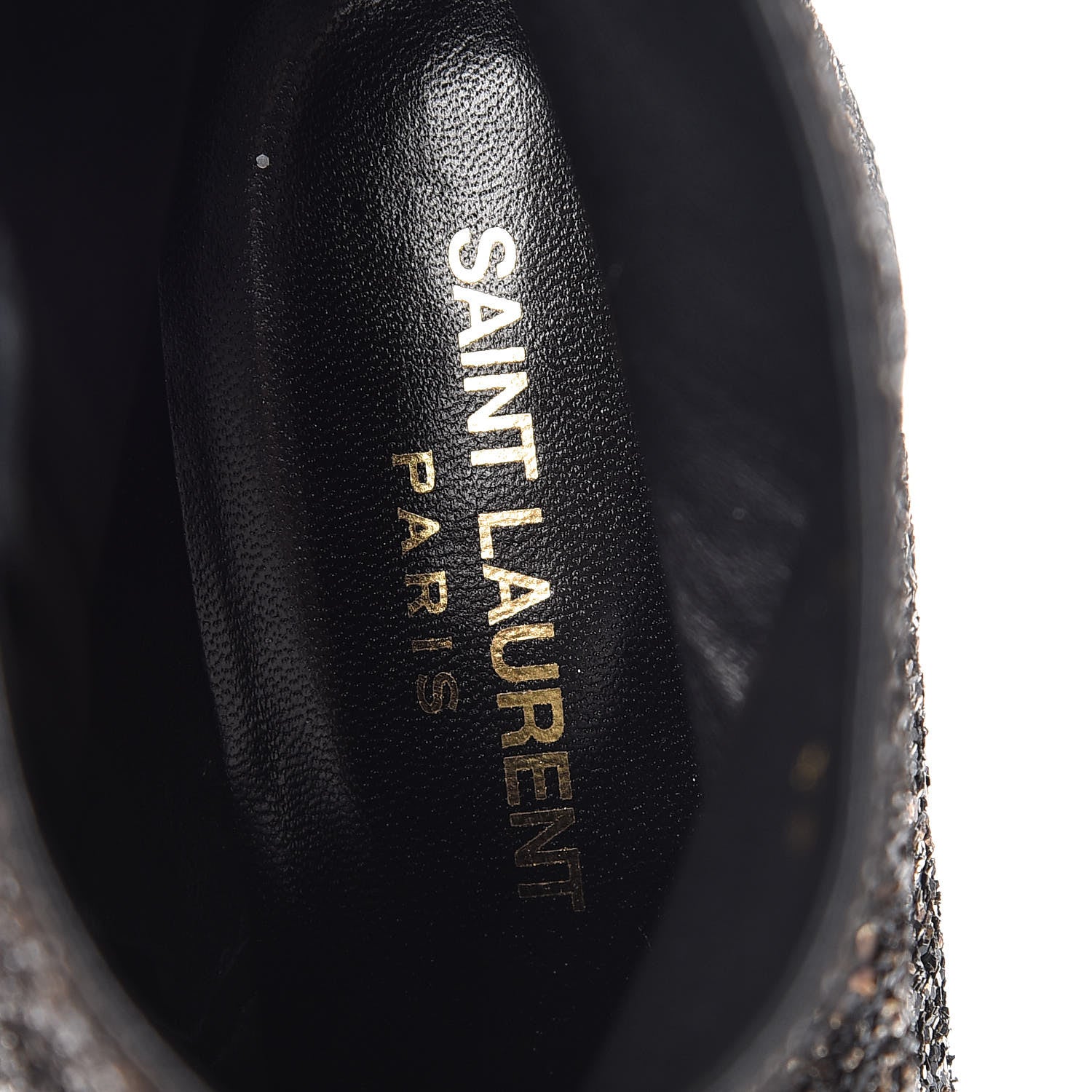 Saint Laurent Glitter Loulou Ankle Boots 39 Black Gold 7 of 8
