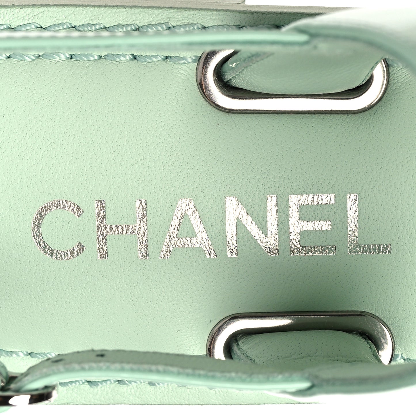 Lambskin Patent Chain CC Logo Thong Flat Sandals 36 Green