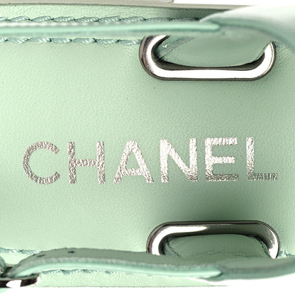 Chanel Lambskin Patent Chain CC Logo Thong Flat Sandals 36 Green 7 of 9
