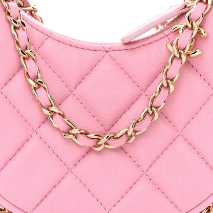 Chanel Lambskin Quilted Mini Chain Around Hobo Pink 8 of 11