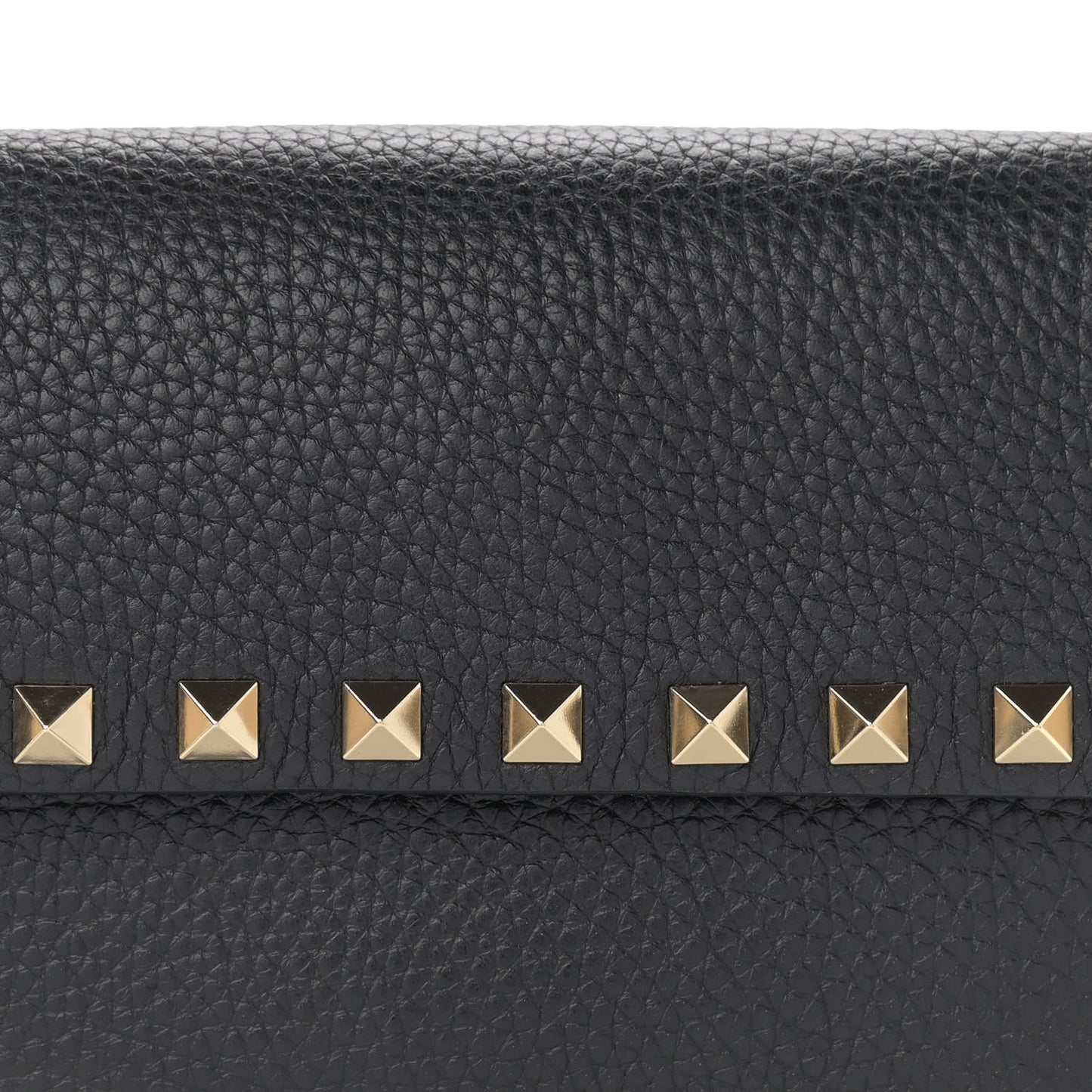 Grainy Calfskin Rockstud Crossbody Pouch Black