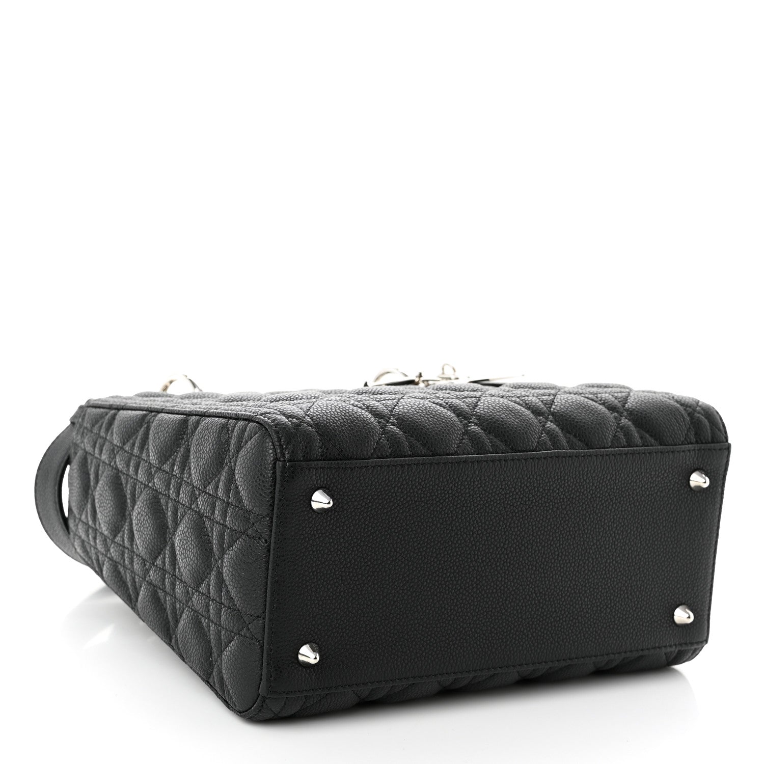 Christian Dior Grained Calfskin Cannage Medium Lady Dior Black 3 of 9