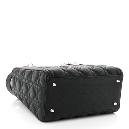 Christian Dior Grained Calfskin Cannage Medium Lady Dior Black 3 of 9