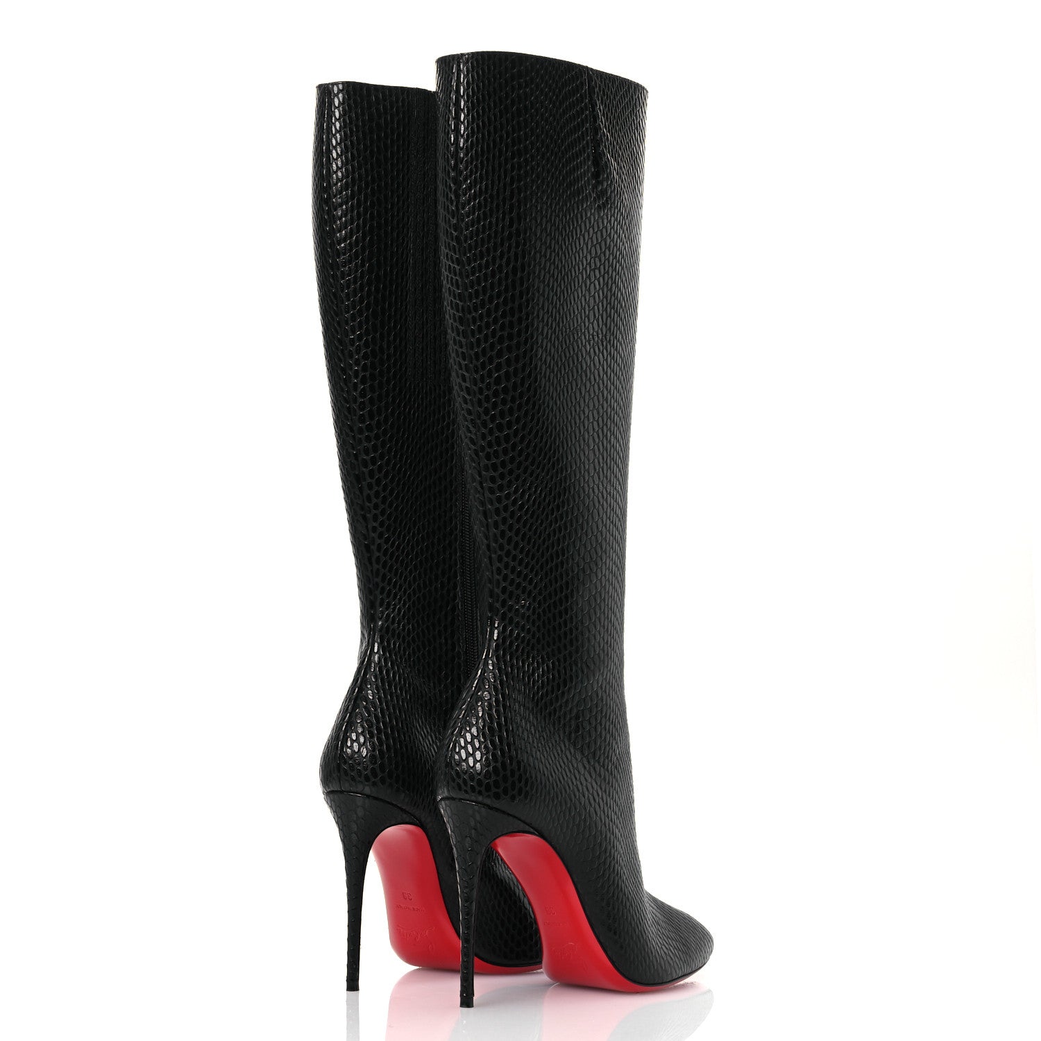 Christian Louboutin Calfskin Jurassic Embossed Eloisa Botta 100 Knee Boots 38 Black 5 of 12