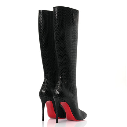 Christian Louboutin Calfskin Jurassic Embossed Eloisa Botta 100 Knee Boots 38 Black 5 of 12