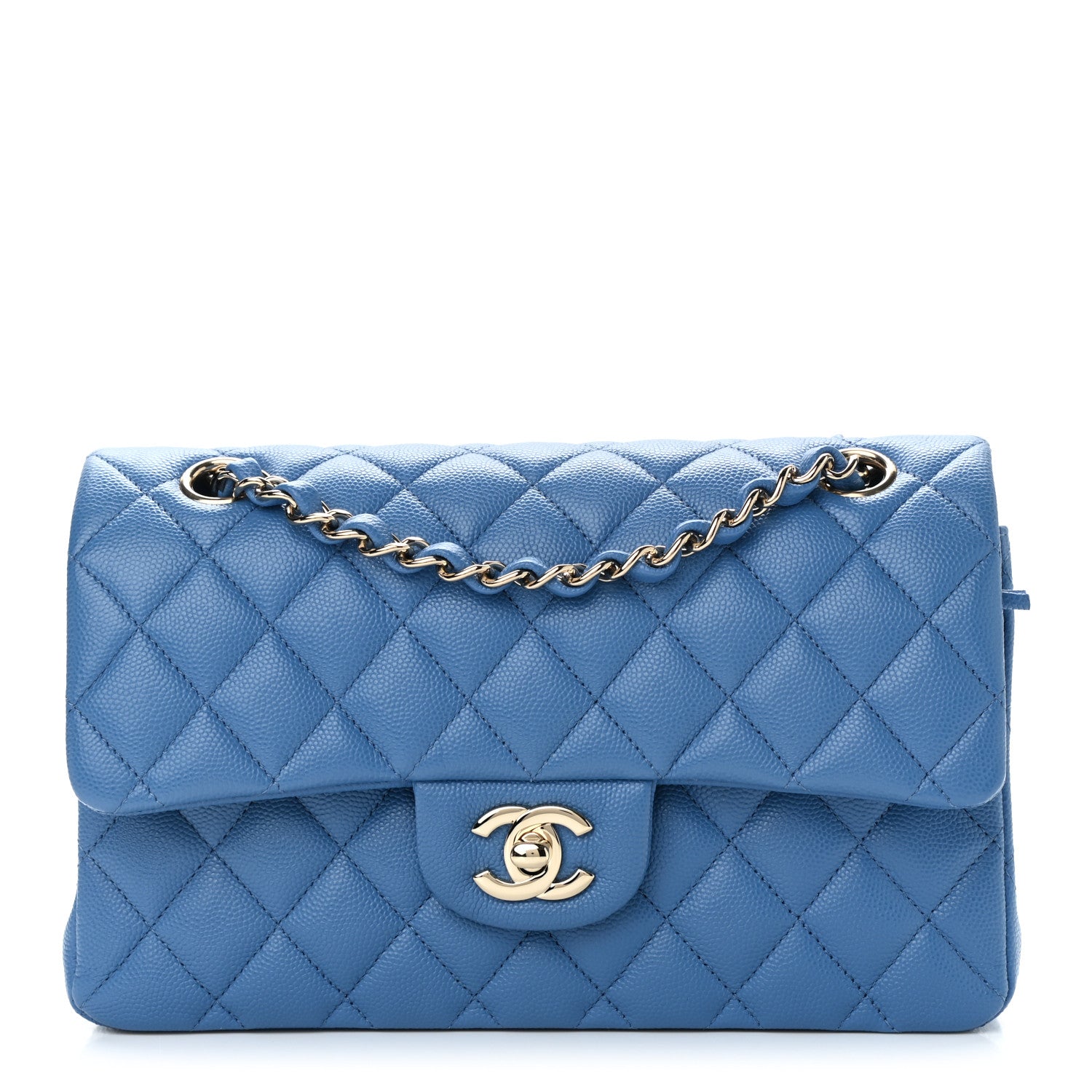 Chanel Caviar Quilted Small Double Flap Blue 1 of 10