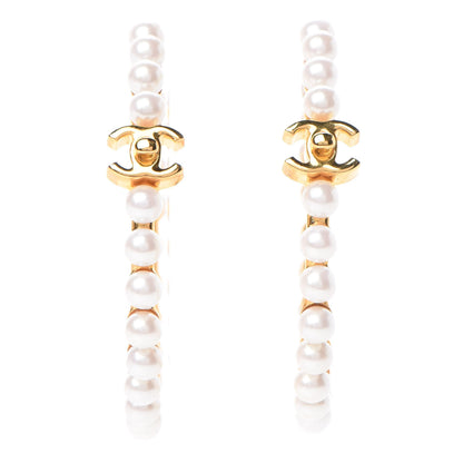 Chanel Pearl CC More Is More Hoop Earrings Gold 1 of 4