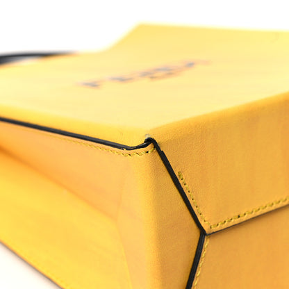 Fendi Vitello Fluffy Logo Small Pack Shopper Tote Yellow Box Black 9 of 12