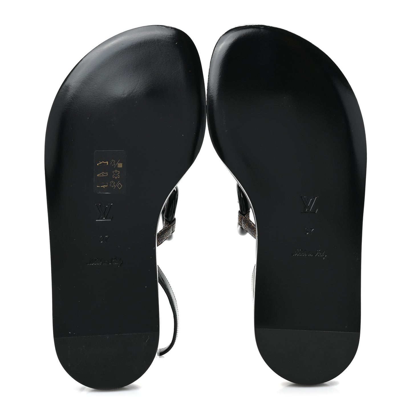 Patent Monogram Vedette Mule Sandals 37 Black