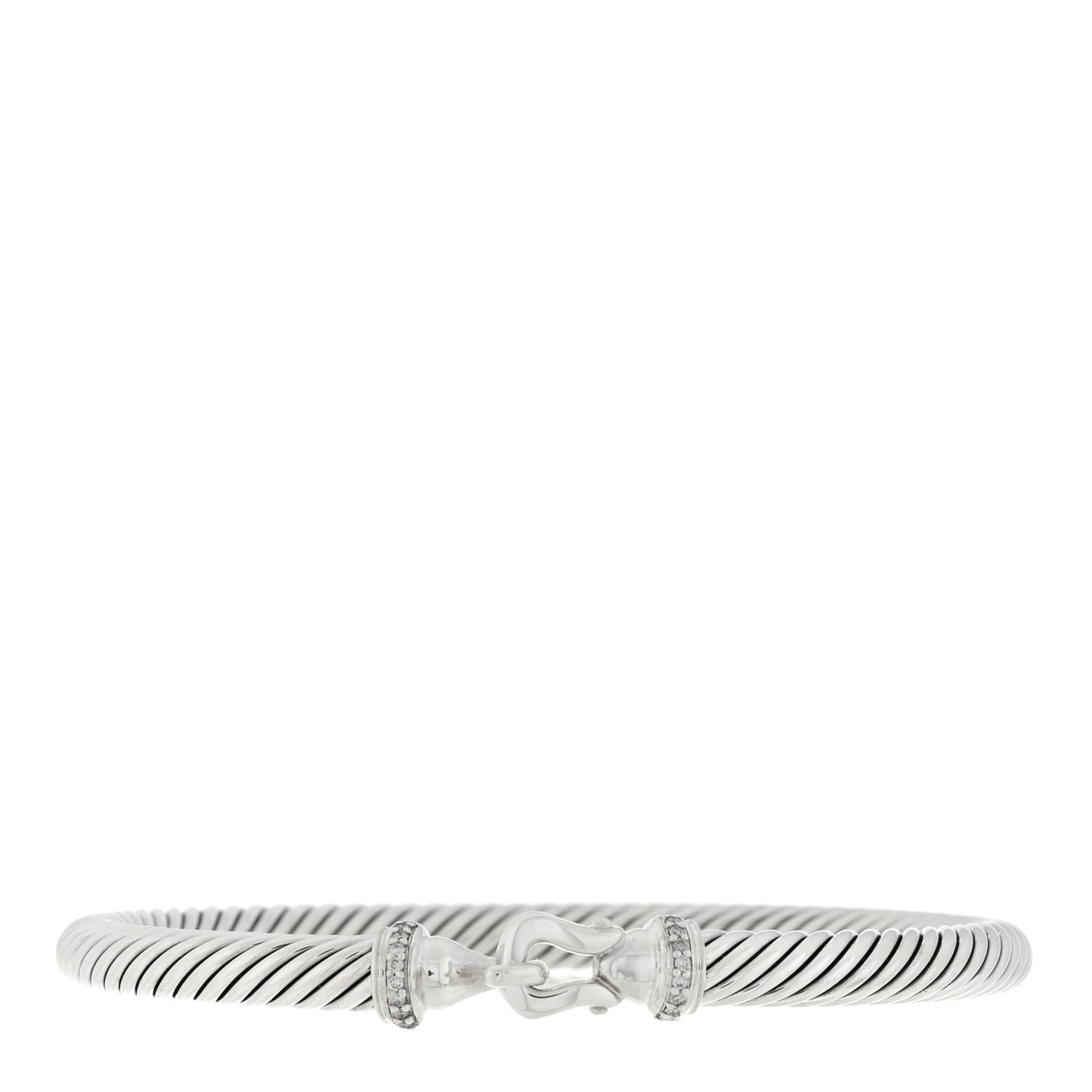 Sterling Silver Diamond 5mm Cable Buckle Bracelet