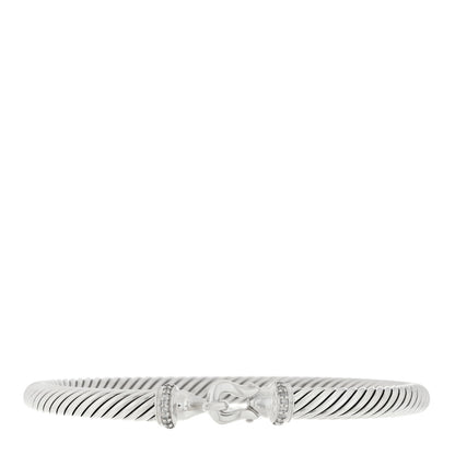 David Yurman Sterling Silver Diamond 5mm Cable Buckle Bracelet 1 of 3