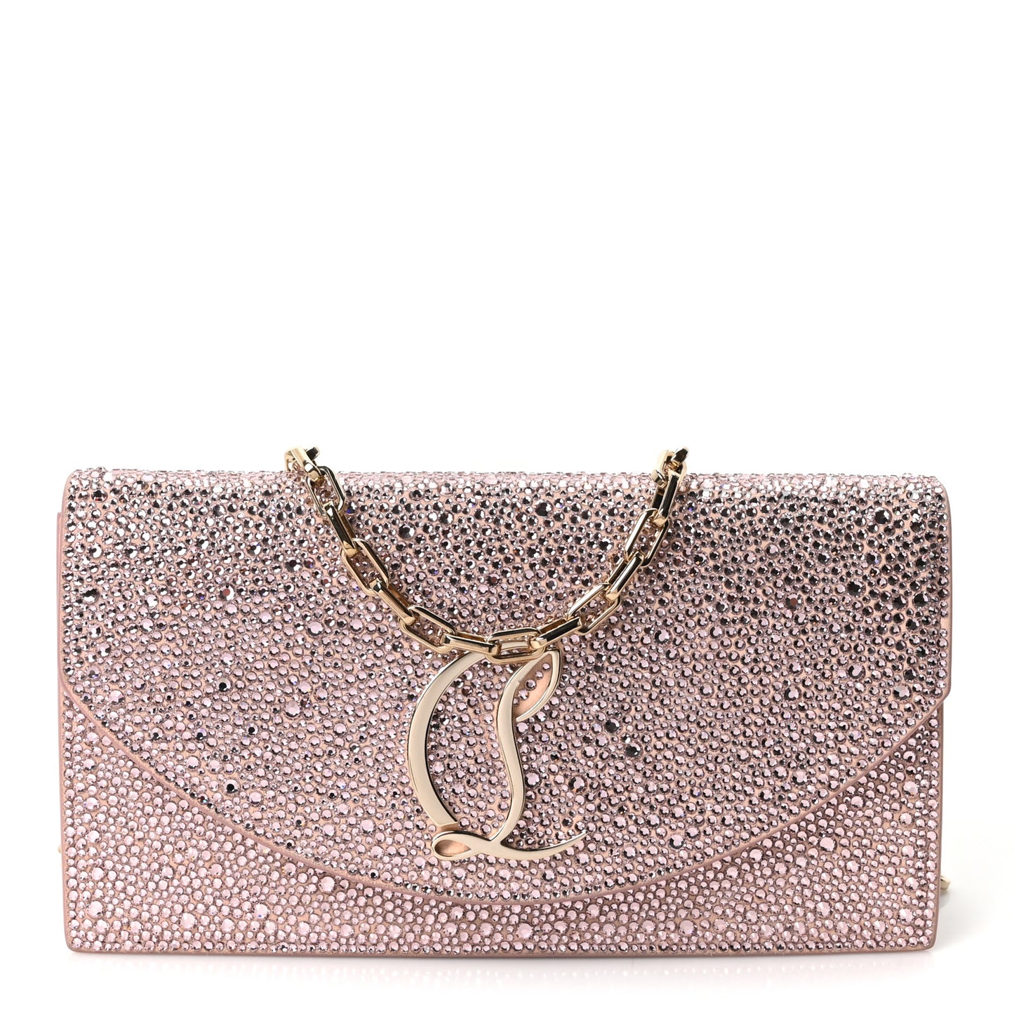 Suede Crystal Strass Loubi54 Crossbody Clutch Pink
