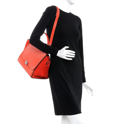Celine Drummed Calfskin Suede Medium Trapeze Vermillion 2 of 8