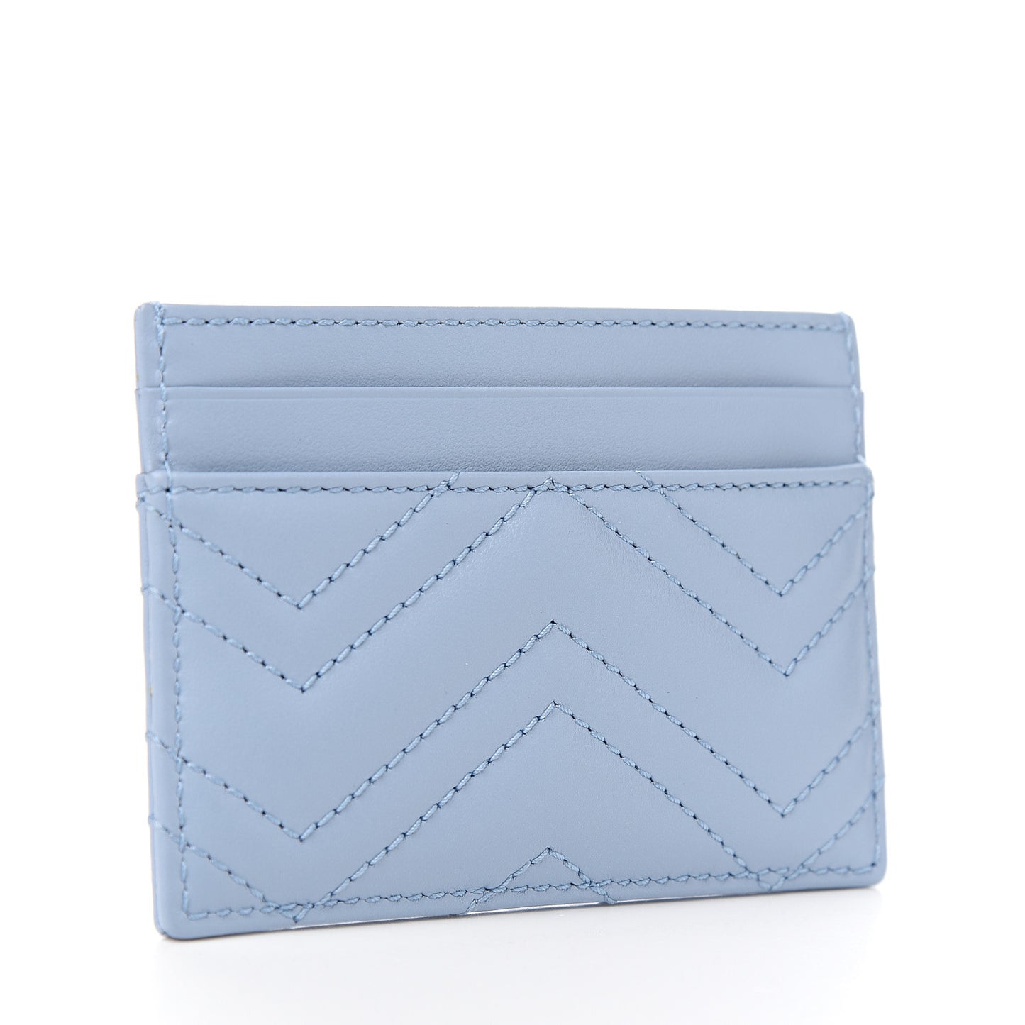 Calfskin Matelasse GG Marmont Card Holder Porcelain Light Blue