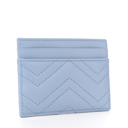 Gucci Calfskin Matelasse GG Marmont Card Holder Porcelain Light Blue 2 of 6