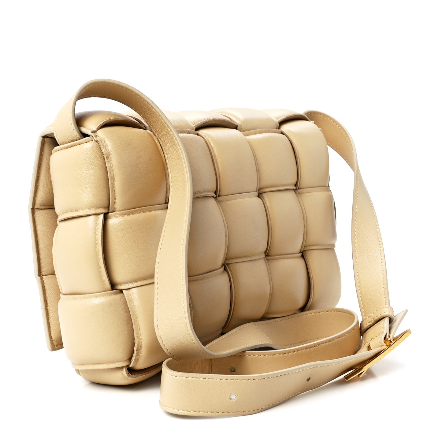 Nappa Maxi Intreccio Padded Cassette Crossbody Bag Porridge