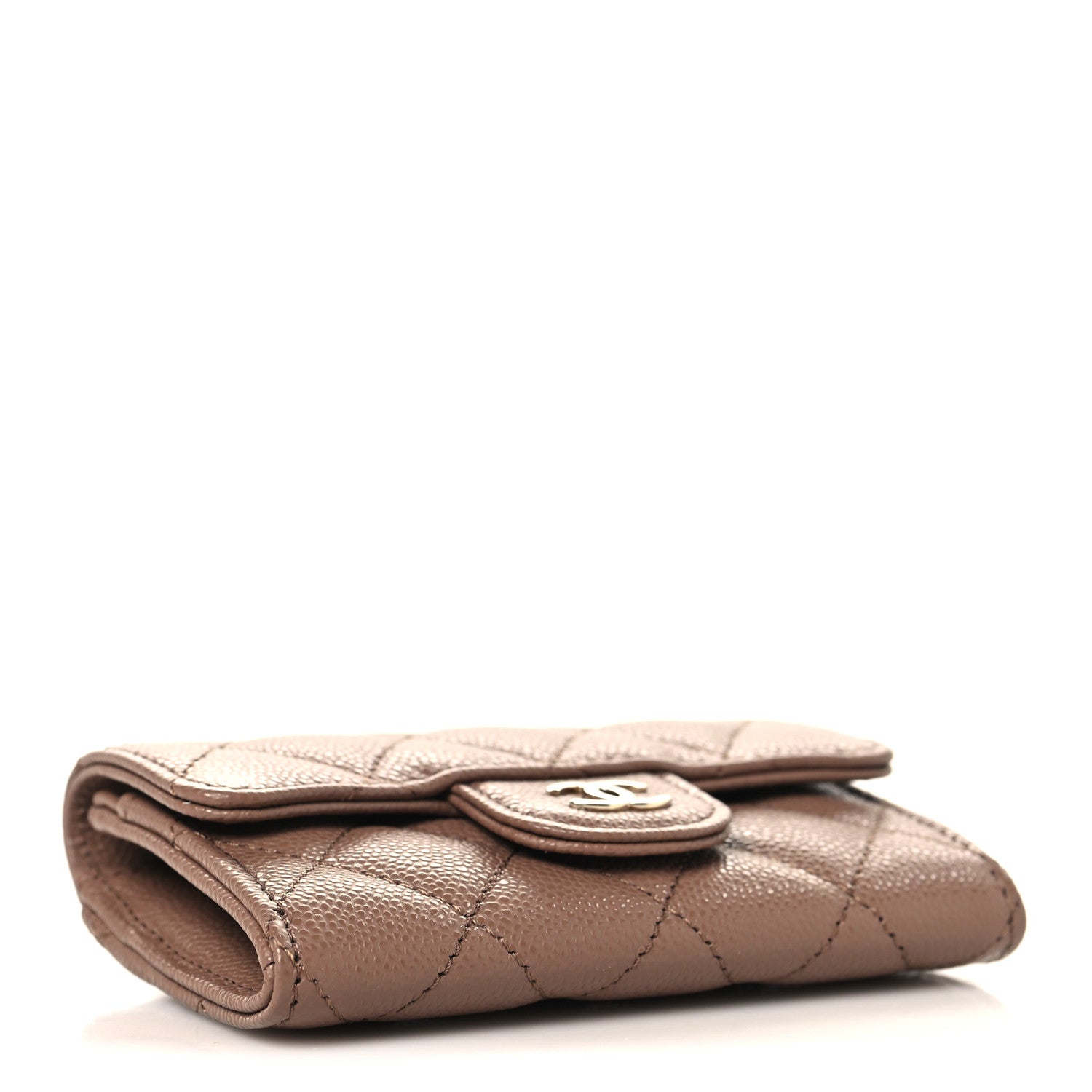 Chanel Caviar Quilted Flap Card Holder Wallet Light Brown 4 of 8