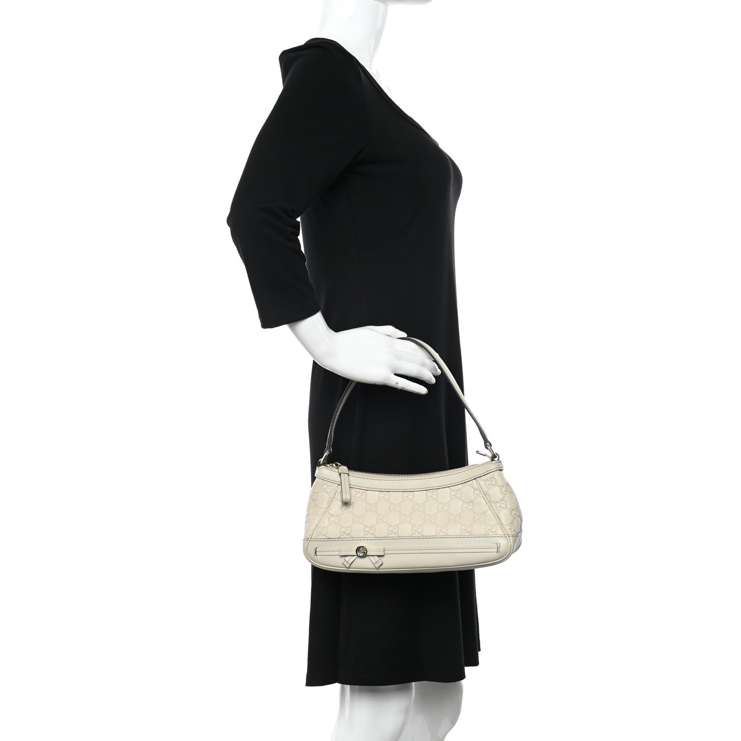 Gucci Guccissima Small Mayfair Bow Detail Shoulder Bag Off White 2 of 12