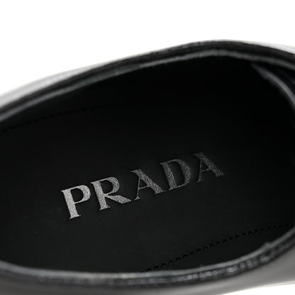 Prada Spazzolato Lace Up 50mm Loafers 38 Black 8 of 10