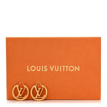Louis Vuitton Metal Small Louise Hoop Earrings Gold 5 of 5
