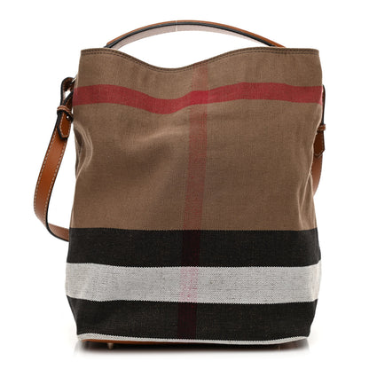 Burberry Canvas Mega Check Medium Ashby Hobo Saddle Brown 3 of 12