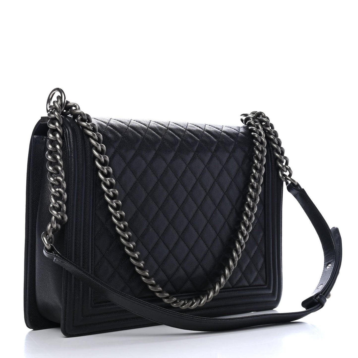 Caviar Quilted Large Boy Flap Black